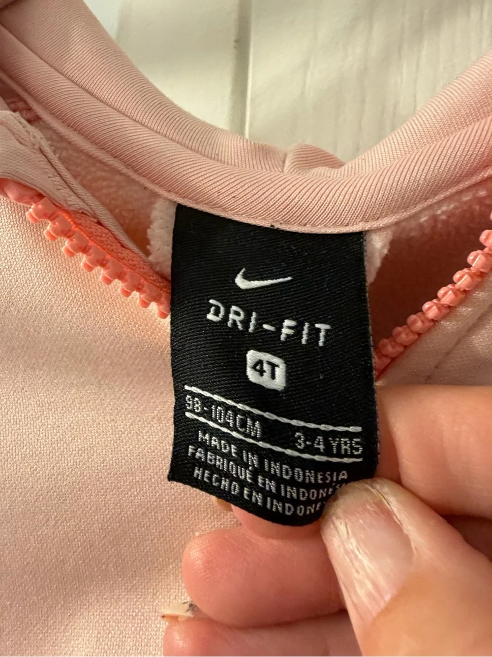 Nike Girls Light Pink Zip Hoodie with Coral Trim